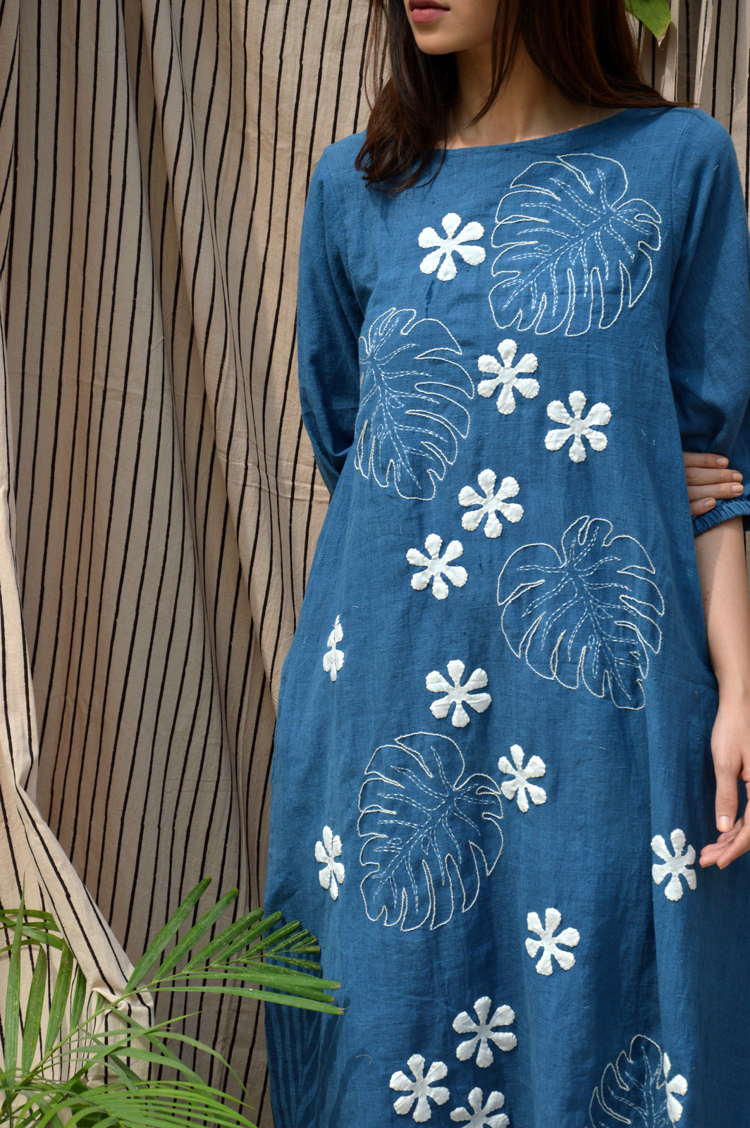 Blue Tropical Applique dress