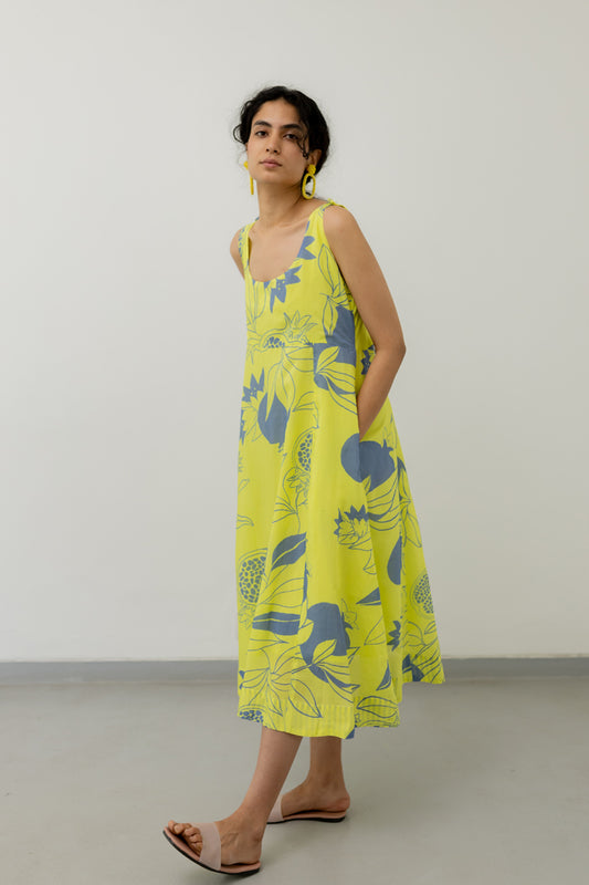 Yellow Grey Pomegranate Dress