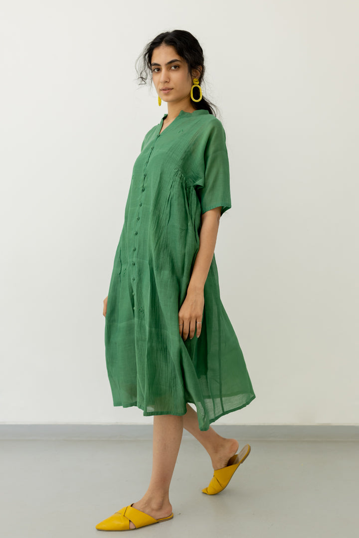 Bottlegreen Chanderi Dress