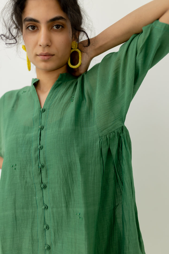 Bottlegreen Chanderi Dress