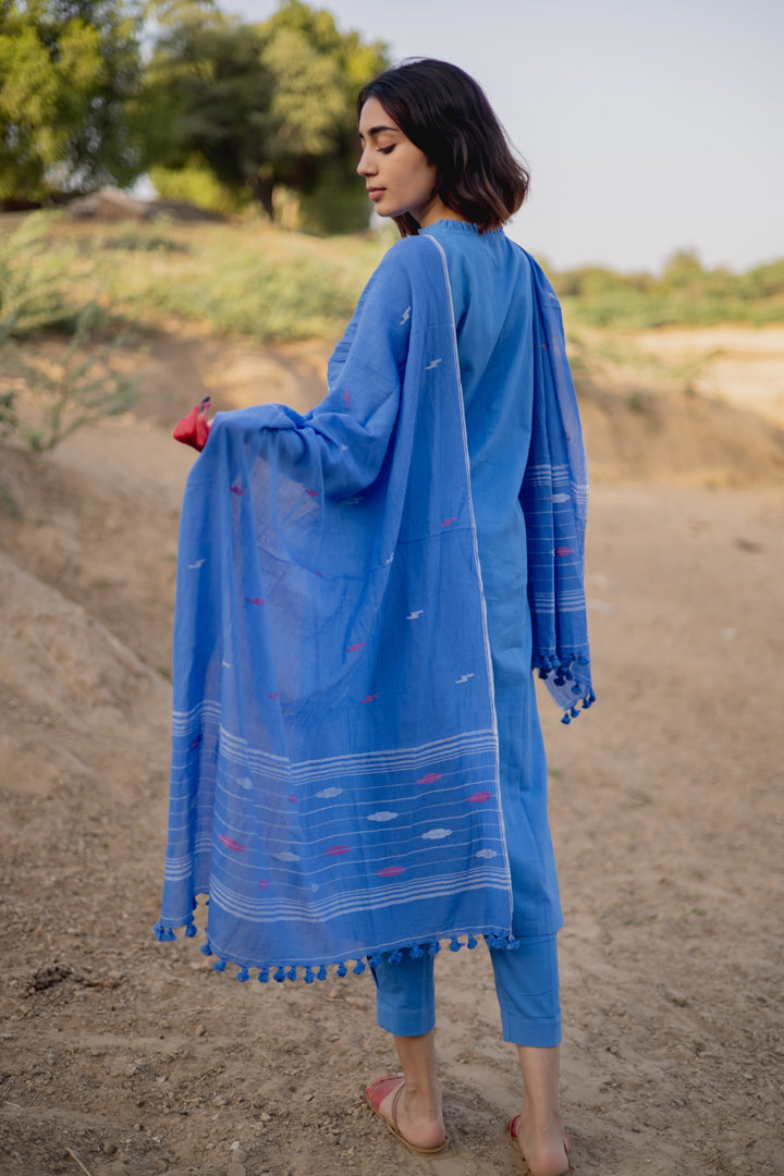 Blue Kurta Set with Dupatta
