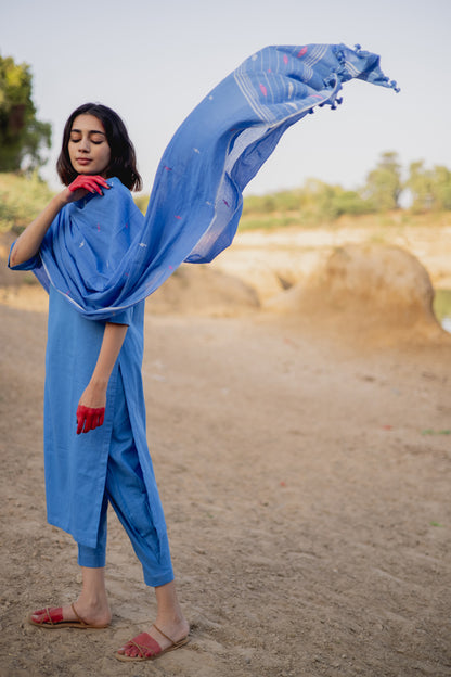 Blue Kurta Set with Dupatta