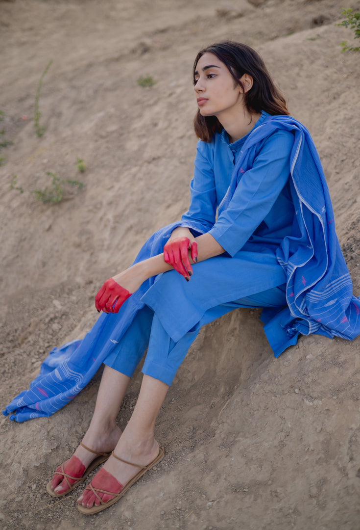 Blue Kurta Set with Dupatta